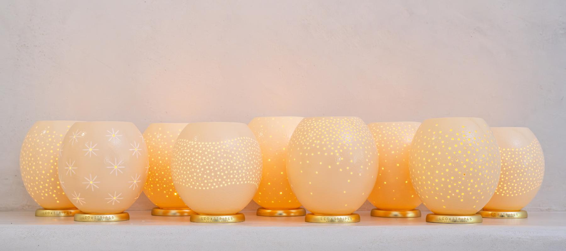 OSTRICH EGG TEALIGHT HOLDERS Leo & Stripes