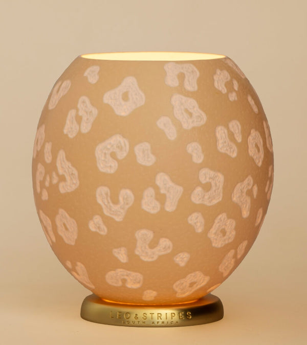 The Leopard Ostrich Egg Tealight Holder from Leo & Stripes
